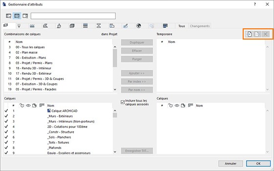 Le gestionnaire des attributs d'éléments - Très pratique pour construire votre modèle archicad.