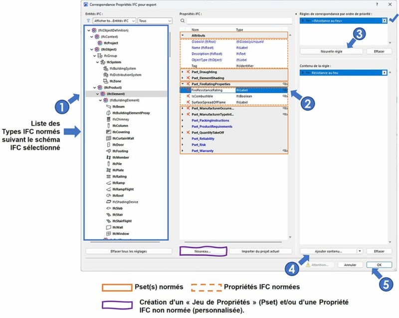 Propriétés Archicad et Propriétés IFC - Exportation au format IFC