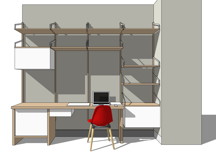 Agencement intérieur pour la mise en place d'un bureau.