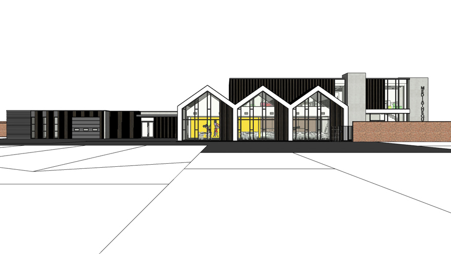 Insertion paysagère d'un projet d'architecture, pour un établissement recevant du public.