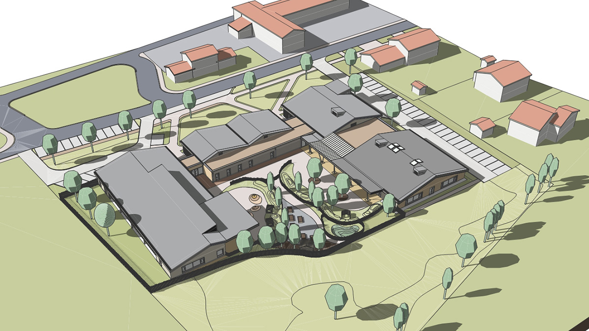 Vue aérienne d'un projet d'architecture.