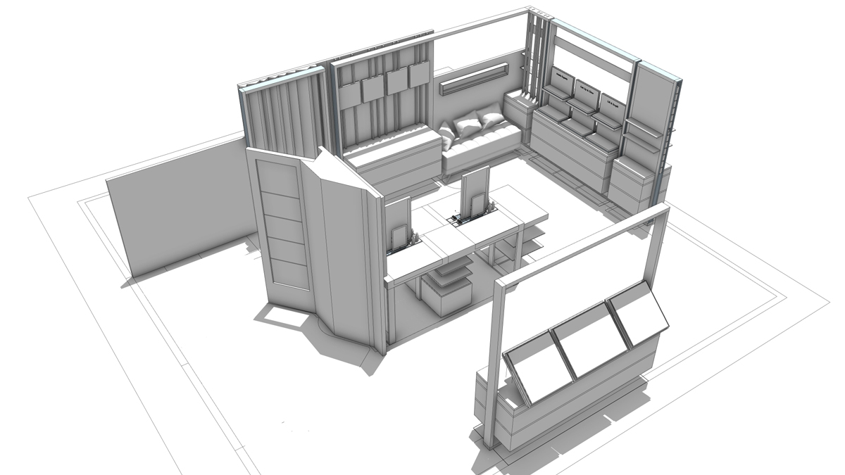 Rendu maquette blanche d'un corner produits pour une société Retail de luxe.