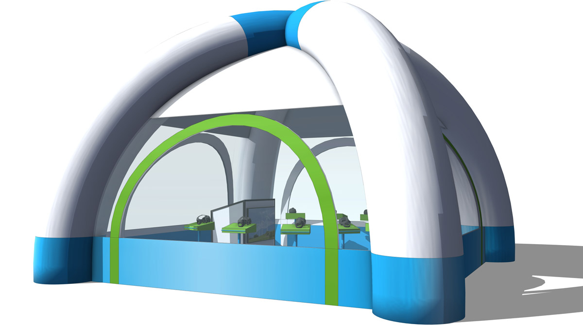 Structure gonflable abritant des activités high-tech, ludo-éducatives.