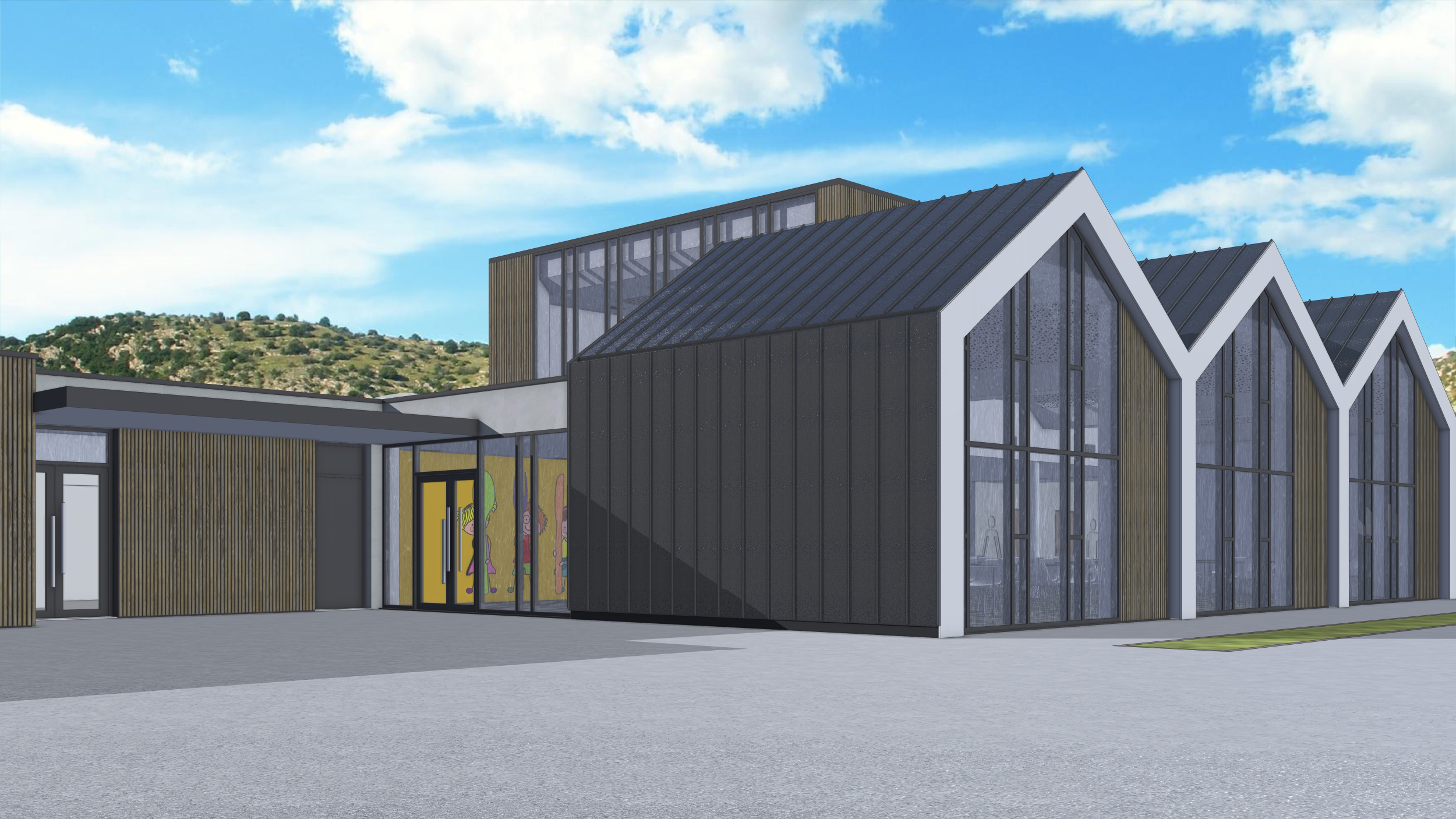 Entrée d'un projet d'architecture, pour un établissement recevant du public.