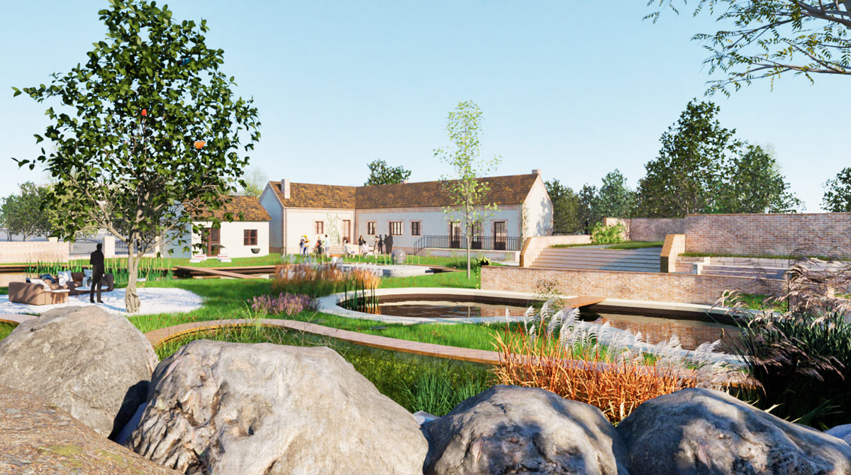 Grand jardin conçu par un paysagiste.