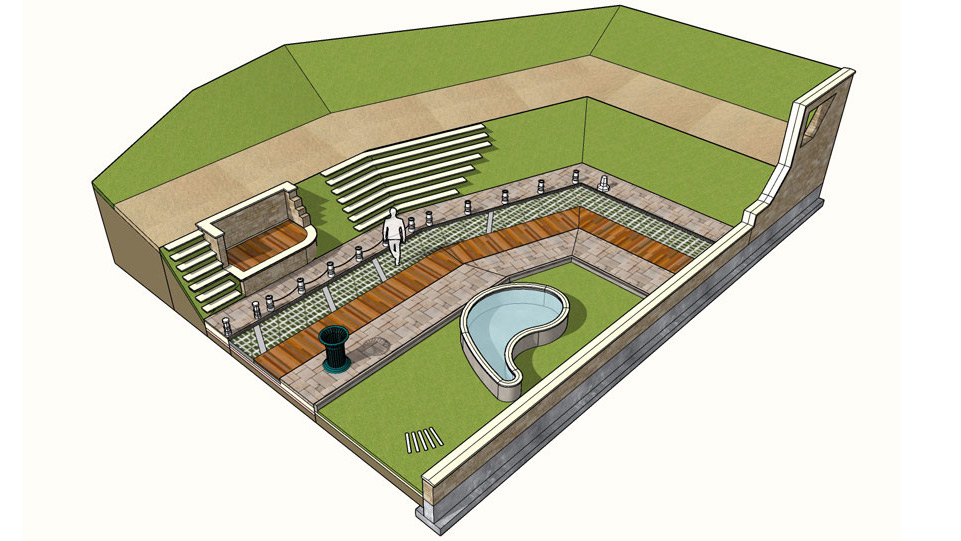 Schéma de principe d'un projet d'aménagement paysagé dans un espace public.