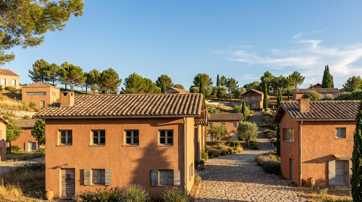 Rendu IA d'une zone d'habitation dans le sud de la France.