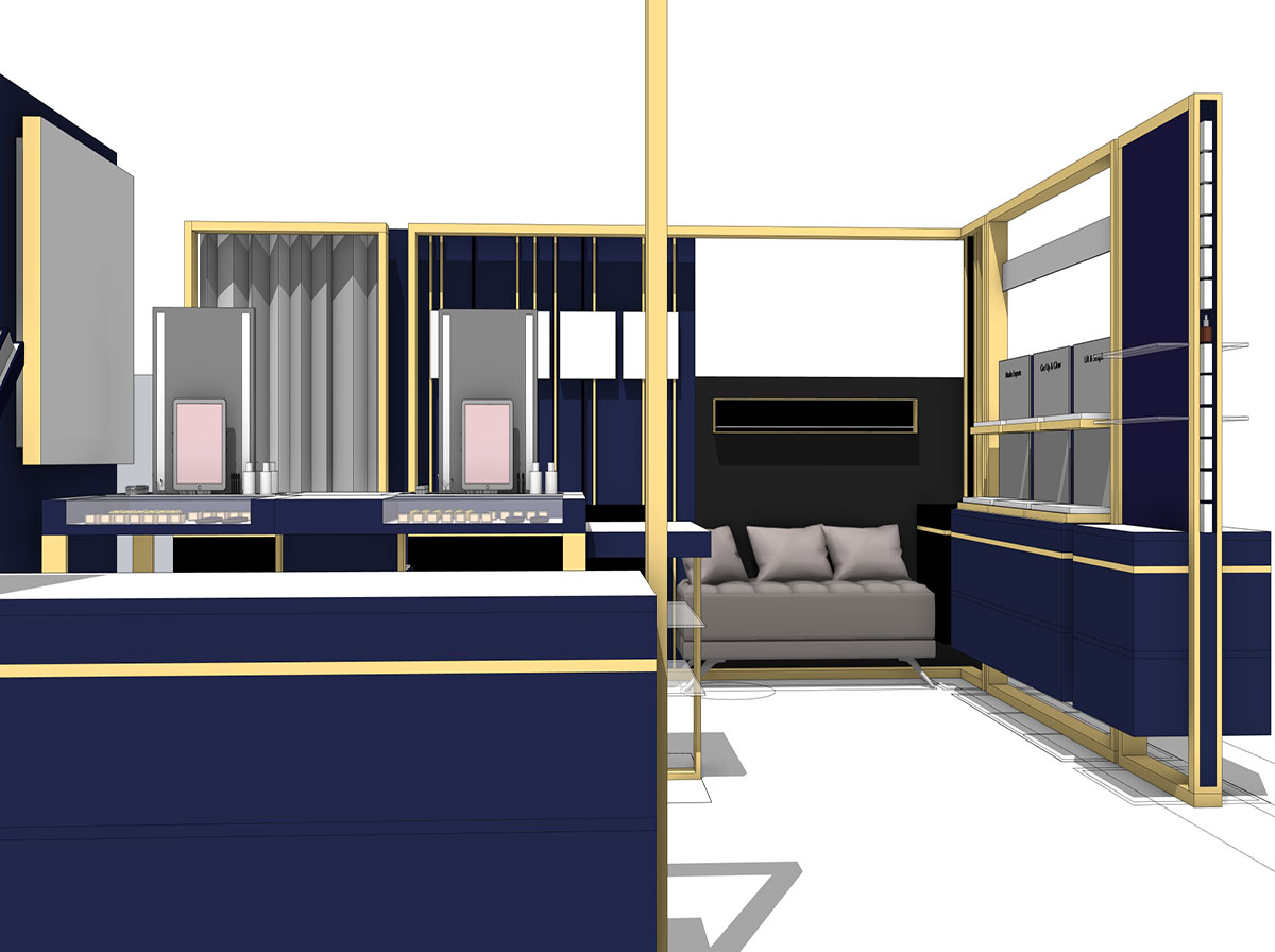 Corner produits pour une société Retail de luxe.