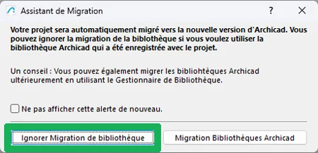 Migration de la nouvelle bibliothèque Archicad